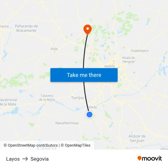 Layos to Segovia map