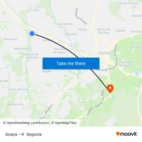 Anaya to Segovia map
