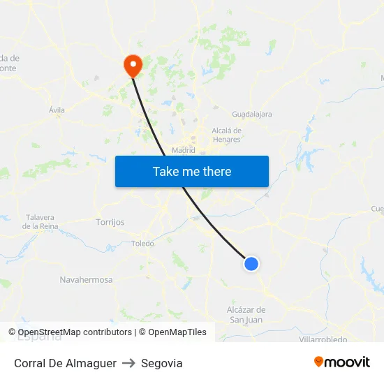 Corral De Almaguer to Segovia map