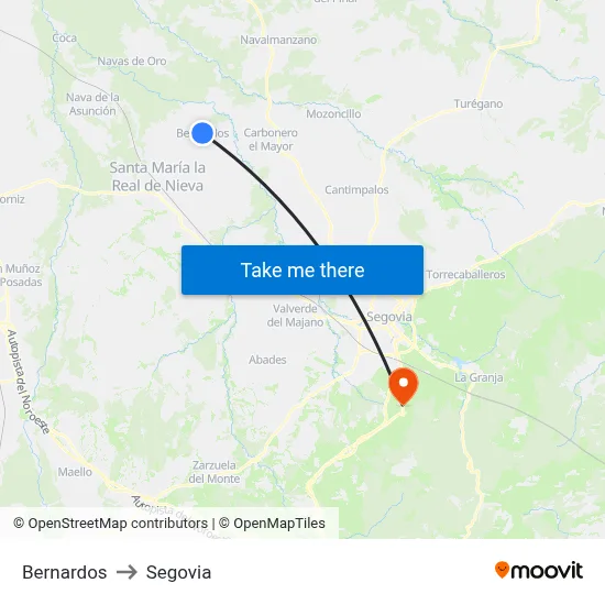 Bernardos to Segovia map
