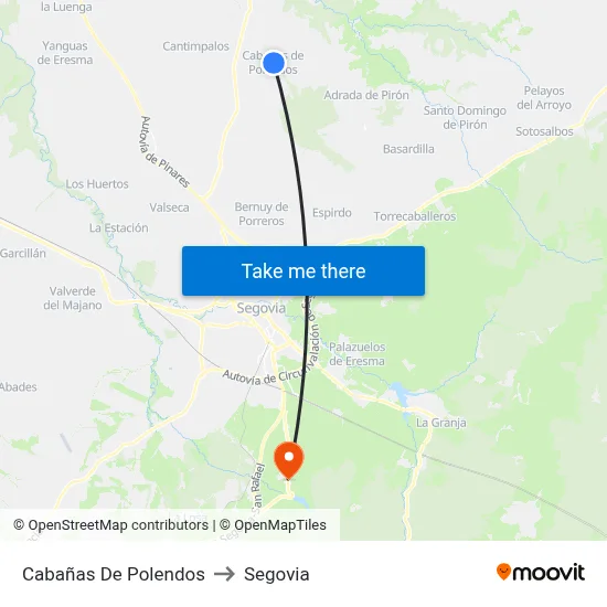 Cabañas De Polendos to Segovia map