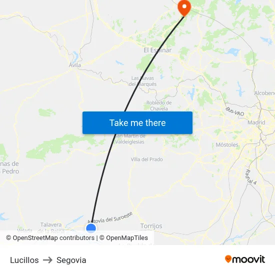 Lucillos to Segovia map