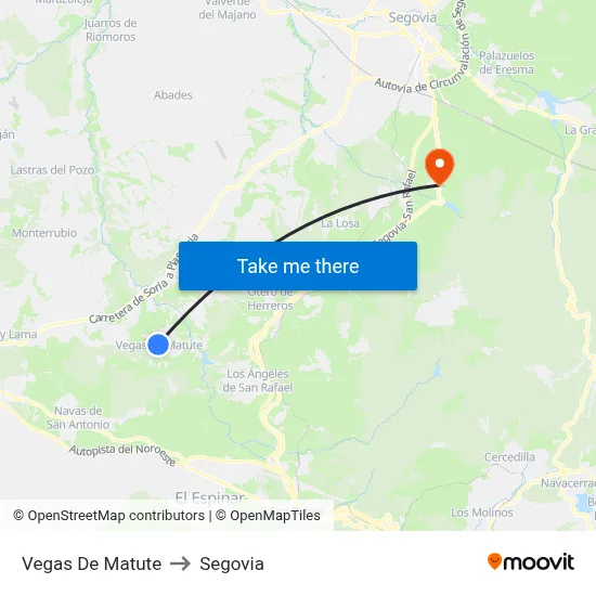 Vegas De Matute to Segovia map