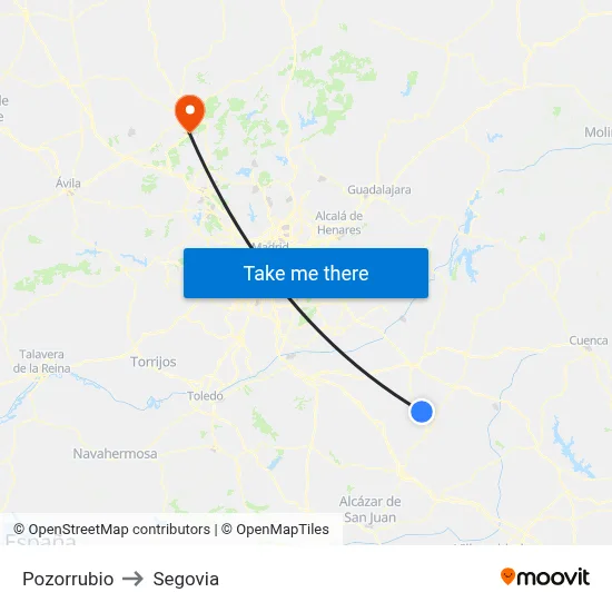 Pozorrubio to Segovia map