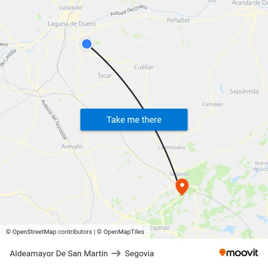 Aldeamayor De San Martín to Segovia map