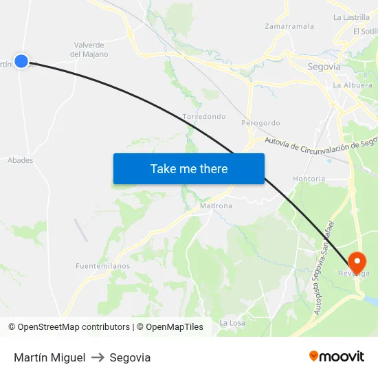 Martín Miguel to Segovia map