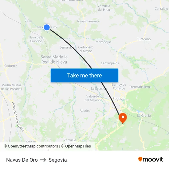 Navas De Oro to Segovia map