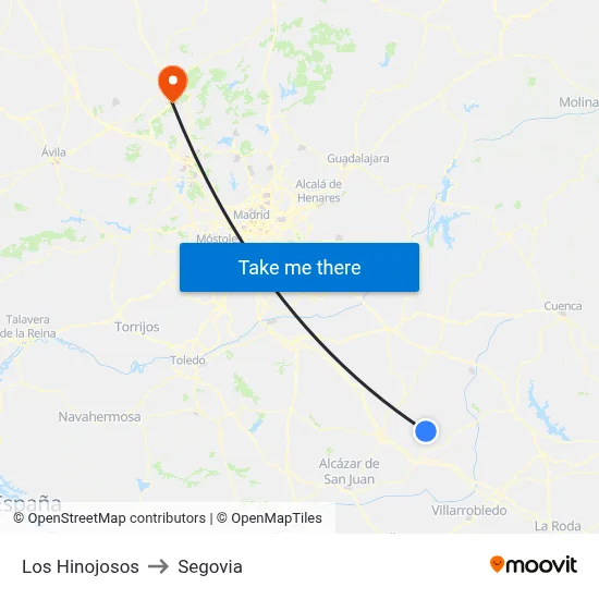 Los Hinojosos to Segovia map
