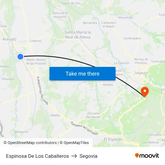 Espinosa De Los Caballeros to Segovia map