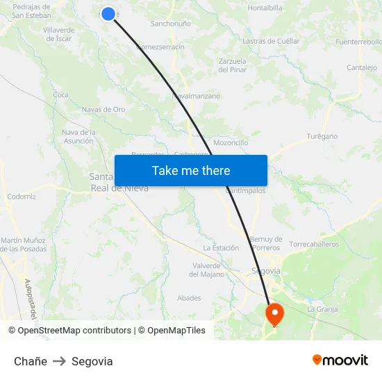 Chañe to Segovia map