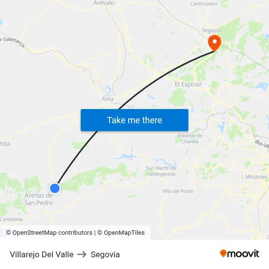 Villarejo Del Valle to Segovia map