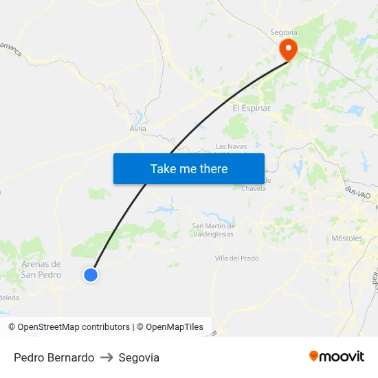 Pedro Bernardo to Segovia map