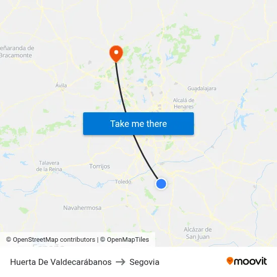 Huerta De Valdecarábanos to Segovia map