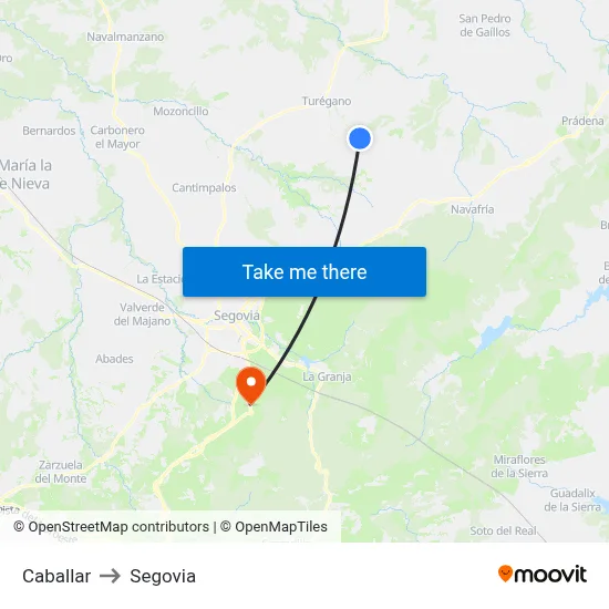 Caballar to Segovia map