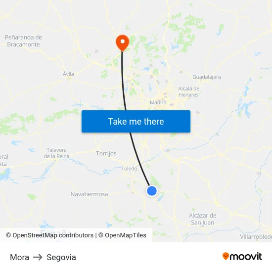 Mora to Segovia map