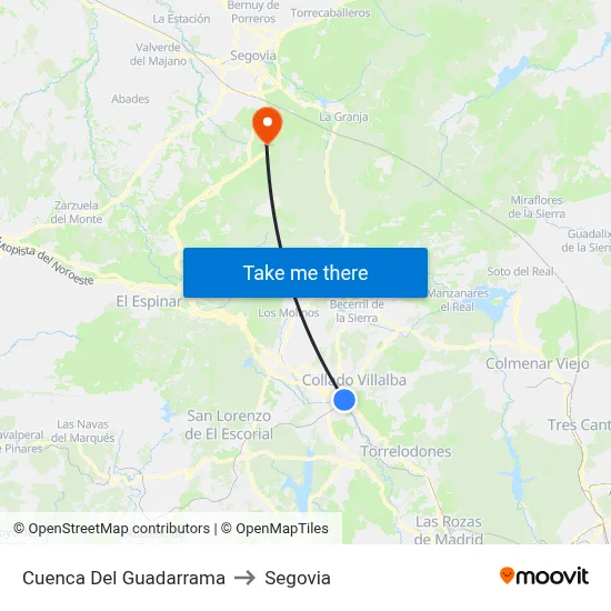 Cuenca Del Guadarrama to Segovia map