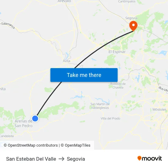 San Esteban Del Valle to Segovia map
