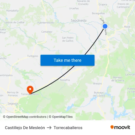Castillejo De Mesleón to Torrecaballeros map