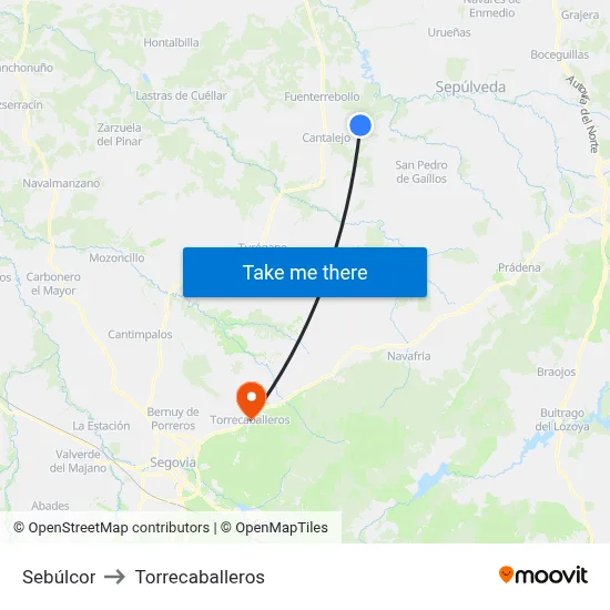 Sebúlcor to Torrecaballeros map