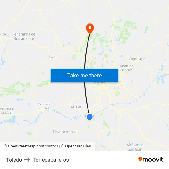 Toledo to Torrecaballeros map