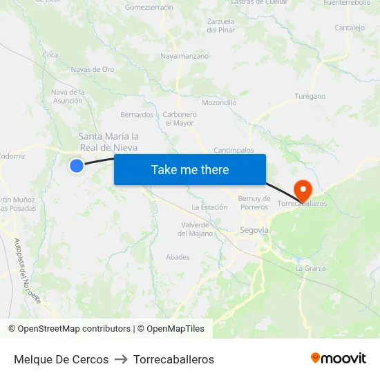 Melque De Cercos to Torrecaballeros map