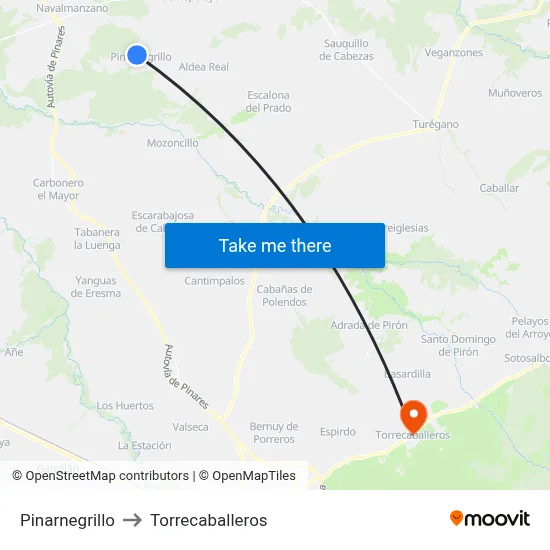 Pinarnegrillo to Torrecaballeros map