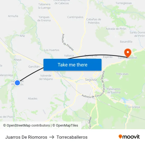 Juarros De Riomoros to Torrecaballeros map