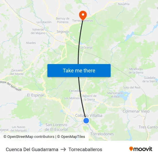 Cuenca Del Guadarrama to Torrecaballeros map
