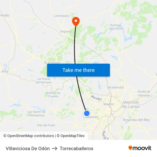 Villaviciosa De Odón to Torrecaballeros map