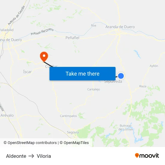 Aldeonte to Viloria map