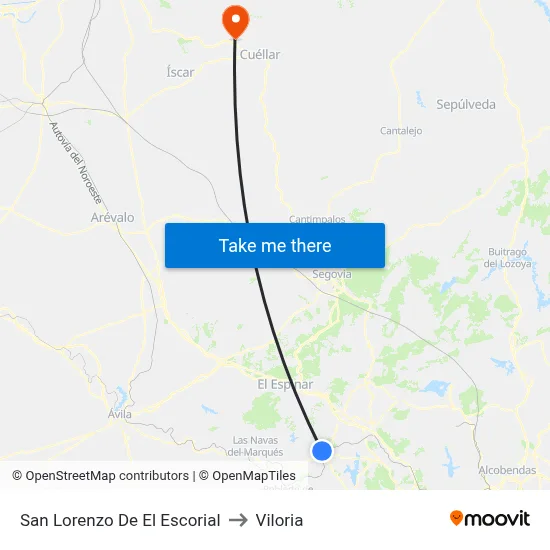 San Lorenzo De El Escorial to Viloria map