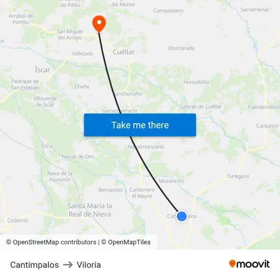 Cantimpalos to Viloria map