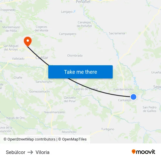 Sebúlcor to Viloria map