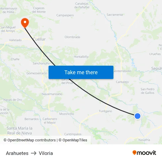 Arahuetes to Viloria map