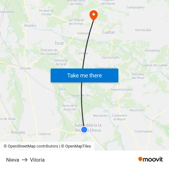 Nieva to Viloria map