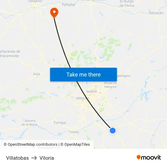 Villatobas to Viloria map