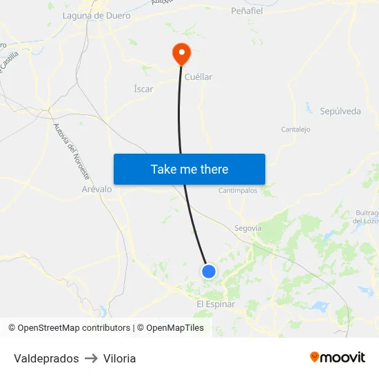 Valdeprados to Viloria map
