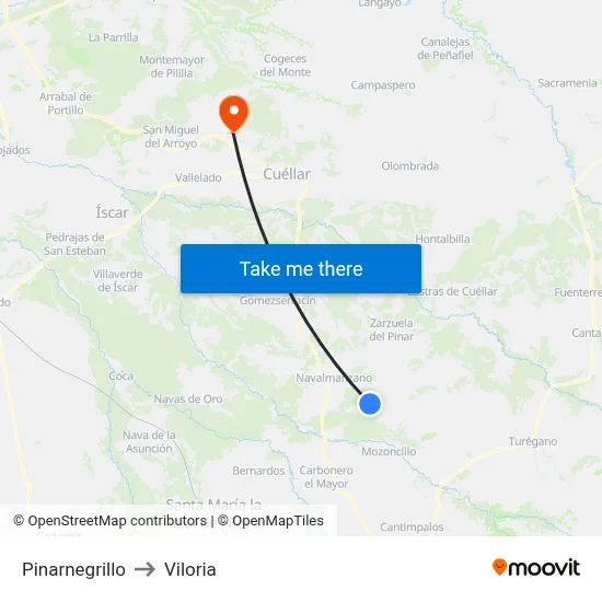 Pinarnegrillo to Viloria map