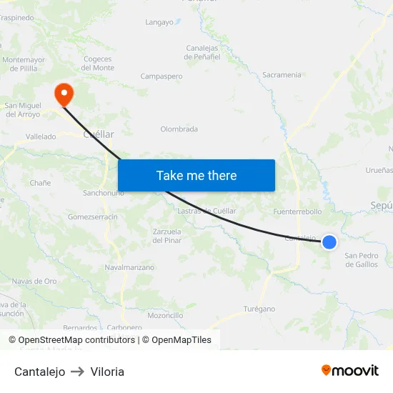 Cantalejo to Viloria map