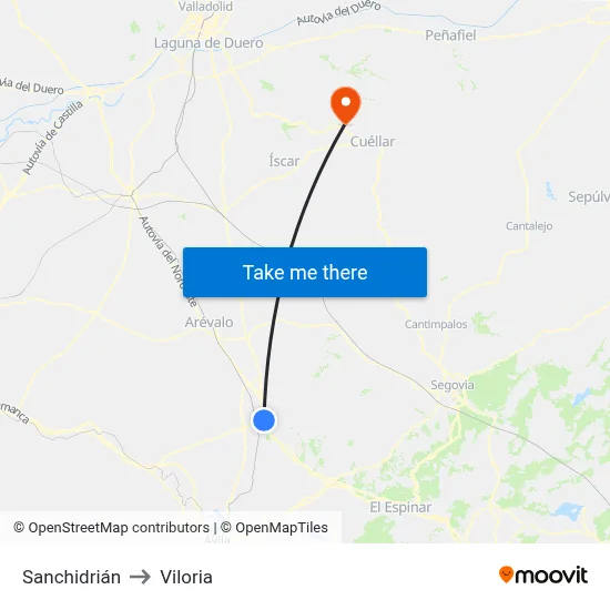 Sanchidrián to Viloria map