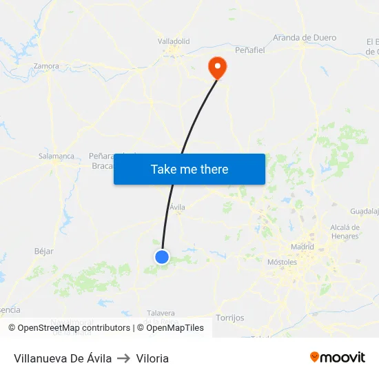 Villanueva De Ávila to Viloria map