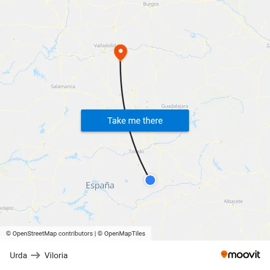 Urda to Viloria map