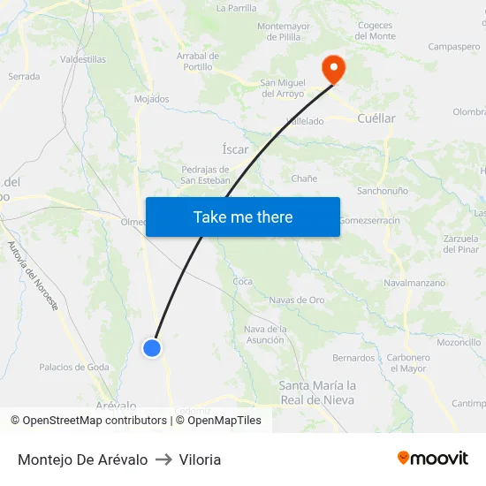 Montejo De Arévalo to Viloria map