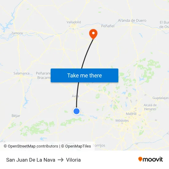 San Juan De La Nava to Viloria map