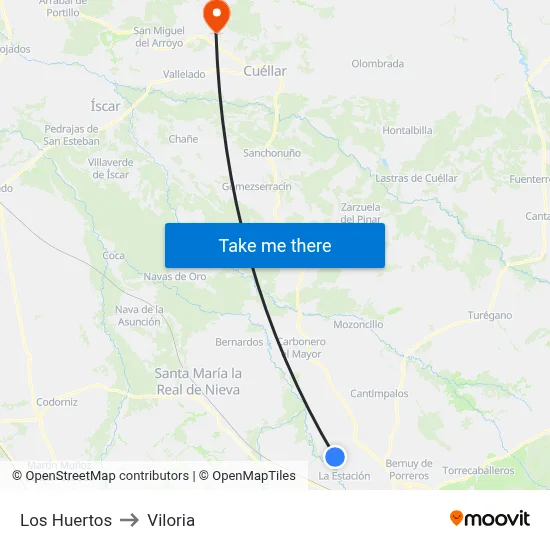 Los Huertos to Viloria map