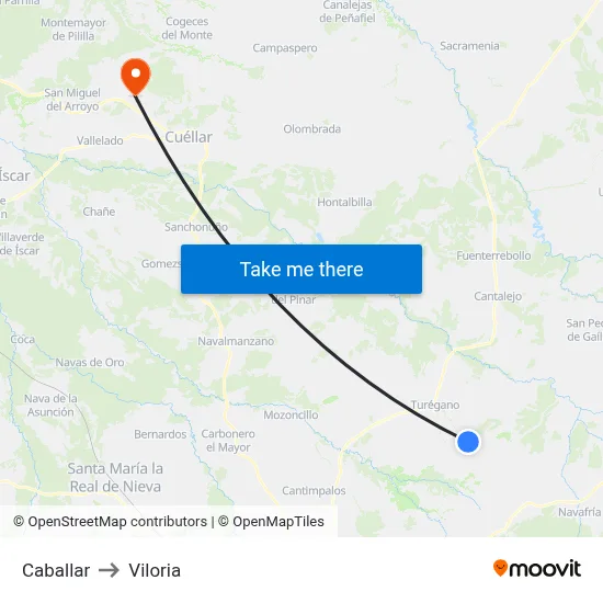 Caballar to Viloria map
