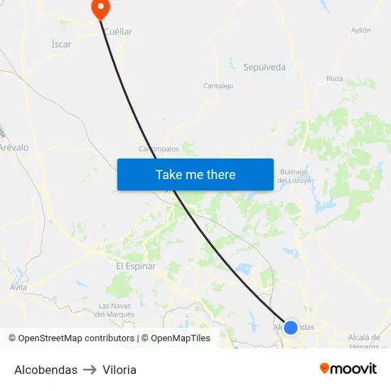 Alcobendas to Viloria map