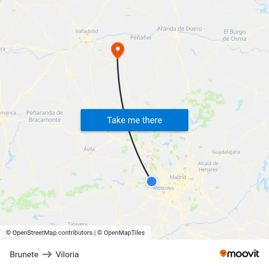 Brunete to Viloria map