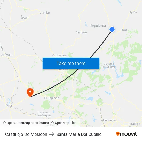 Castillejo De Mesleón to Santa María Del Cubillo map