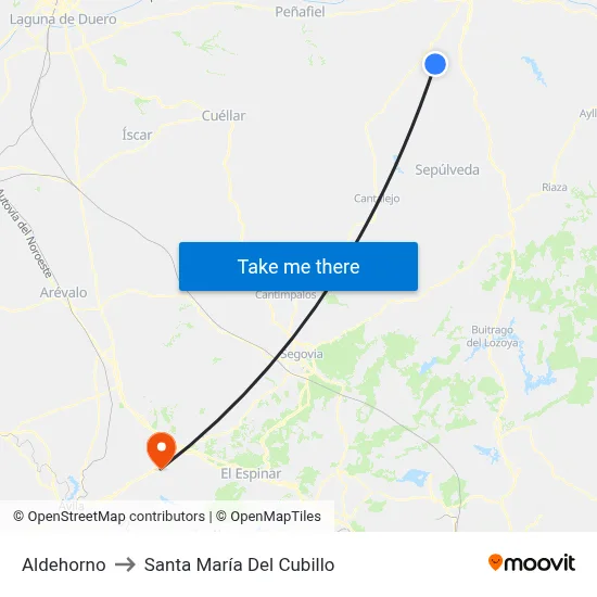Aldehorno to Santa María Del Cubillo map